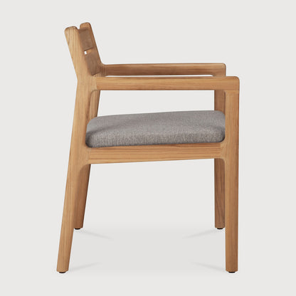 Jack outdoor dining chair - teak - Mocha fabric - with arms