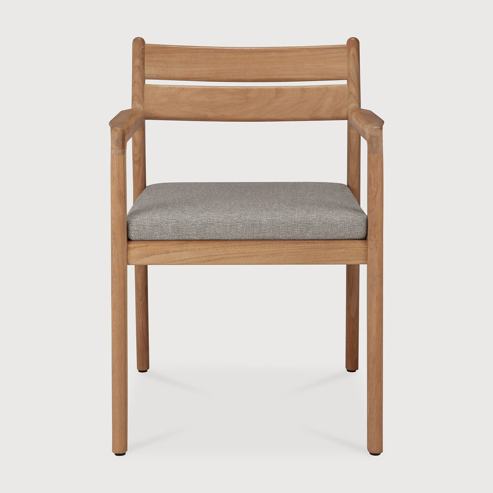Jack outdoor dining chair - teak - Mocha fabric - with arms