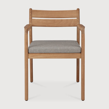 Jack outdoor dining chair - teak - Mocha fabric - with arms