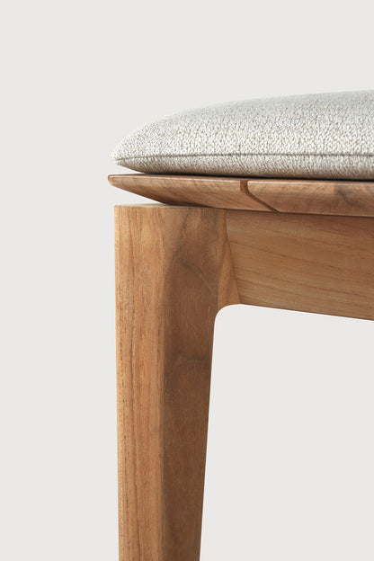 Bok outdoor bench - teak - Off White fabric - 2+ seater