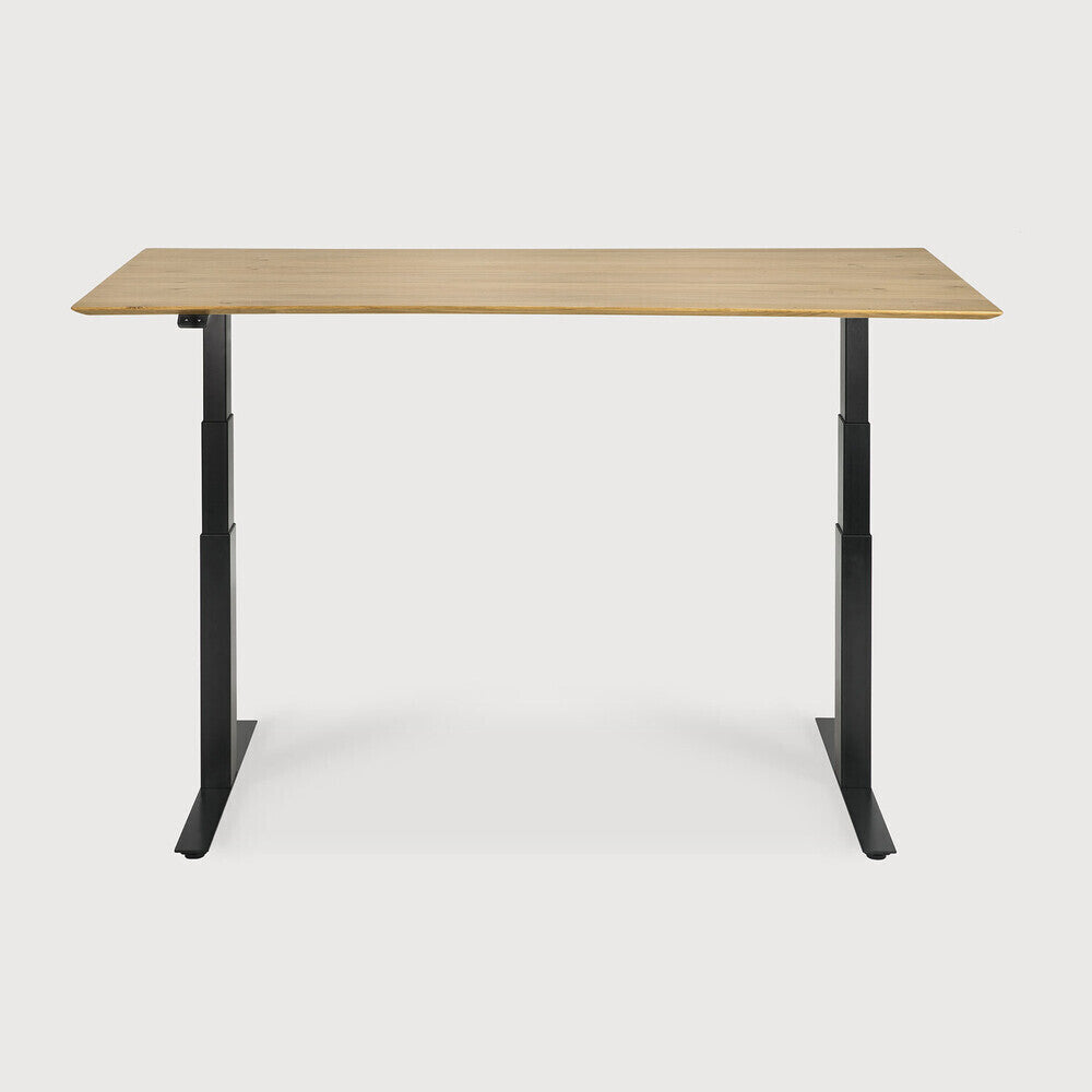 Bok Adjustable Solid Oak Desk, Black Base, 55.5&quot;