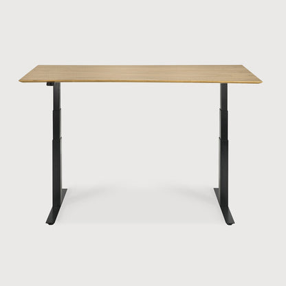 Bok Adjustable Solid Oak Desk, Black Base, 79&quot;