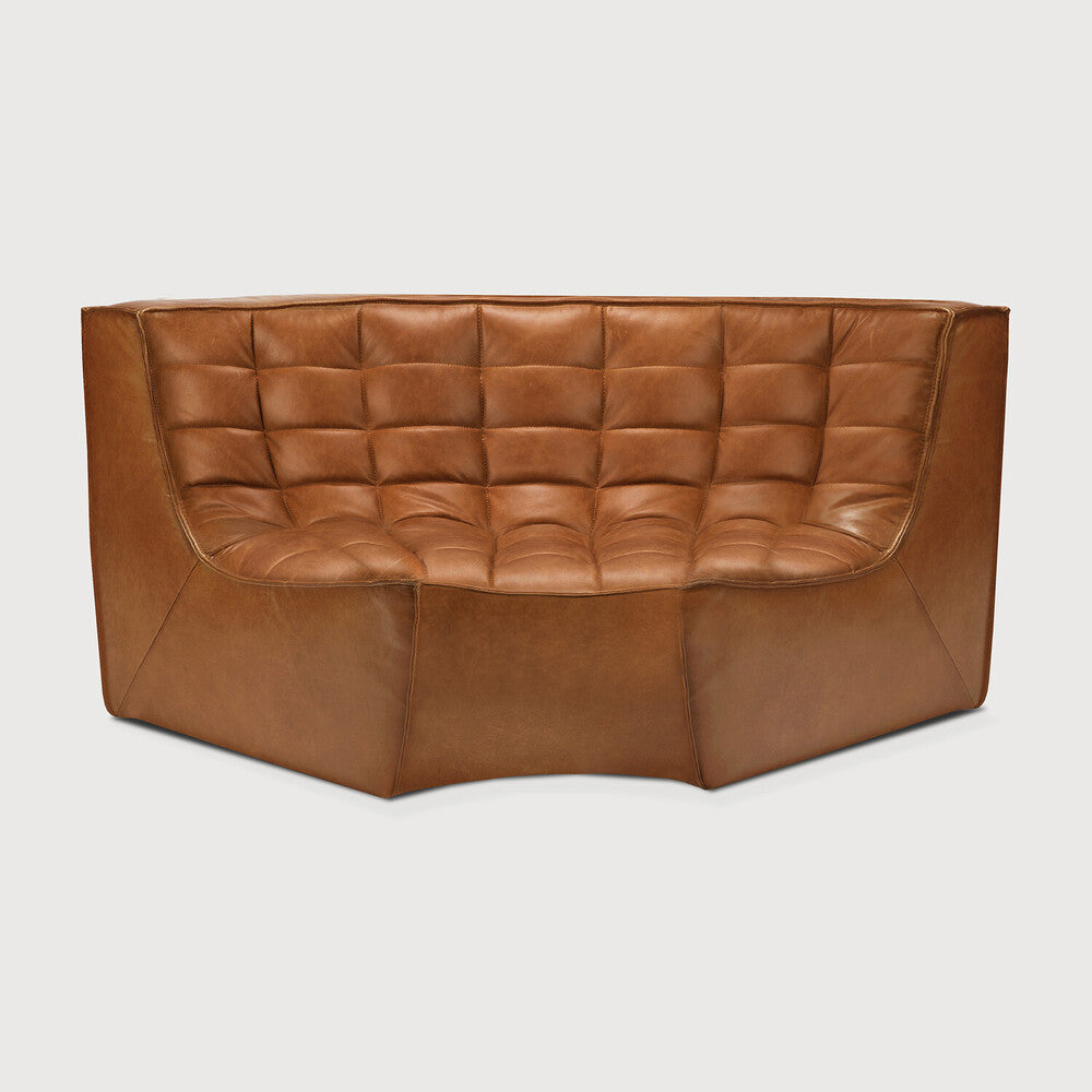 N701 Round Corner Sofa, Old Saddle Leather
