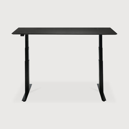 Bok adjustable desk - varnished oak black top - black base - rectangular - with cable management - US