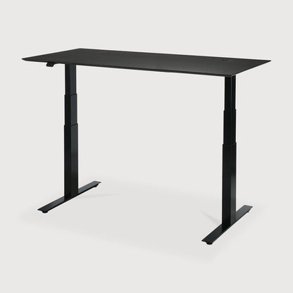 Bok adjustable desk - varnished oak black top - black base - rectangular - with cable management - US