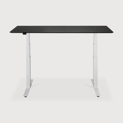 Bok adjustable desk - varnished oak black top - white base - rectangular - with cable management - US