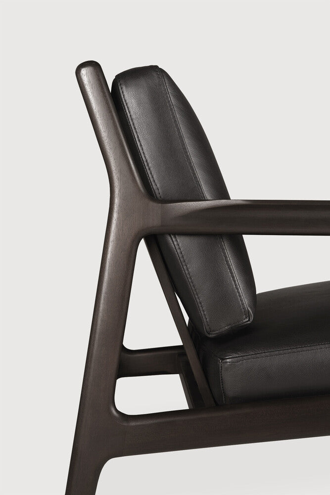 Jack Lounge Chair, Varnished Mahogany, Dark Brown, Black Leather