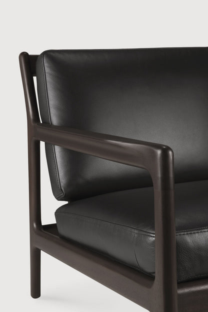 Jack Lounge Chair, Varnished Mahogany, Dark Brown, Black Leather