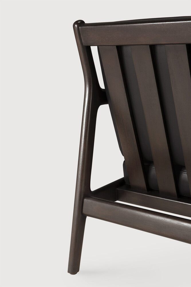 Jack Lounge Chair, Varnished Mahogany, Dark Brown, Black Leather