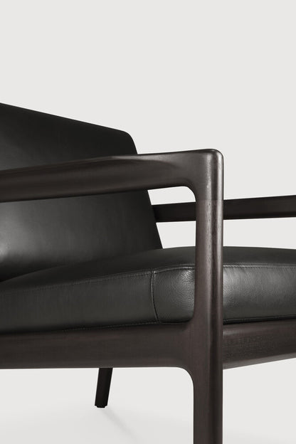 Jack Lounge Chair, Varnished Mahogany, Dark Brown, Black Leather