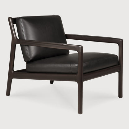 Jack Lounge Chair, Varnished Mahogany, Dark Brown, Black Leather