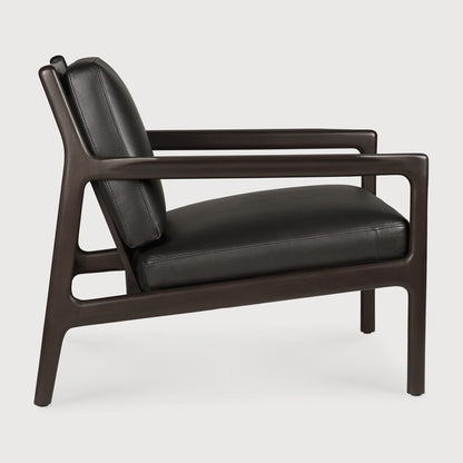 Jack Lounge Chair, Varnished Mahogany, Dark Brown, Black Leather