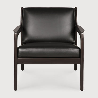 Jack Lounge Chair, Varnished Mahogany, Dark Brown, Black Leather