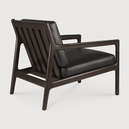 Jack Lounge Chair, Varnished Mahogany, Dark Brown, Black Leather
