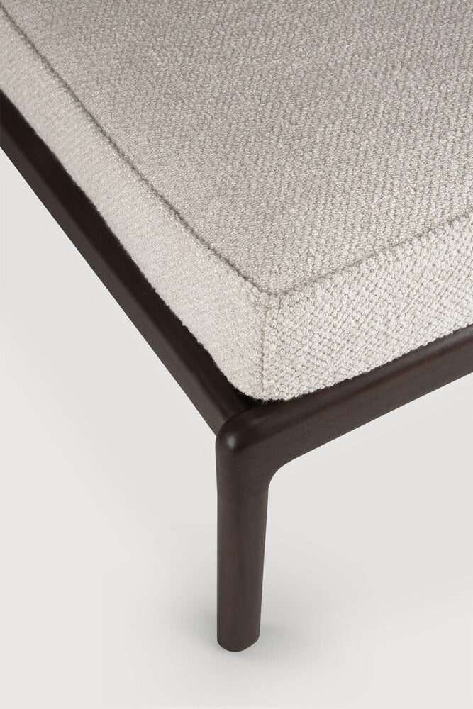 Jack Footstool, Varnished Mahogany, Dark Brown, Ivory Fabric