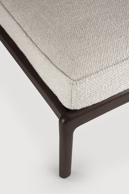 Jack Footstool, Varnished Mahogany, Dark Brown, Ivory Fabric