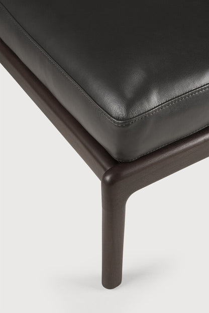 Jack Footstool, Varnished Mahogany, Dark Brown, Black Leather