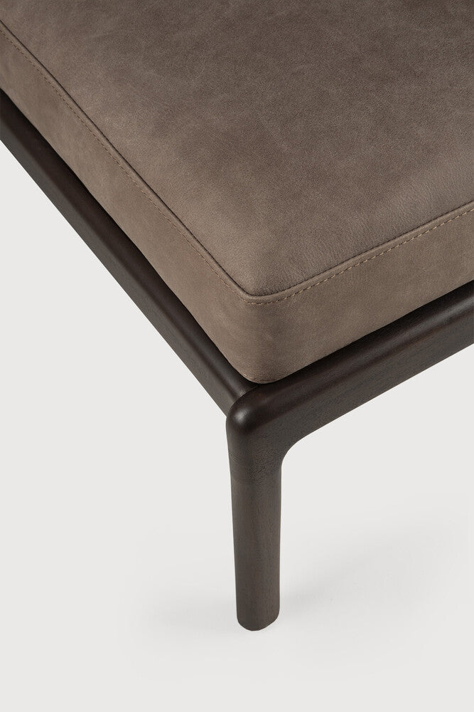 Jack Footstool, Varnished Mahogany, Dark Brown, Terra Nubuck Leather