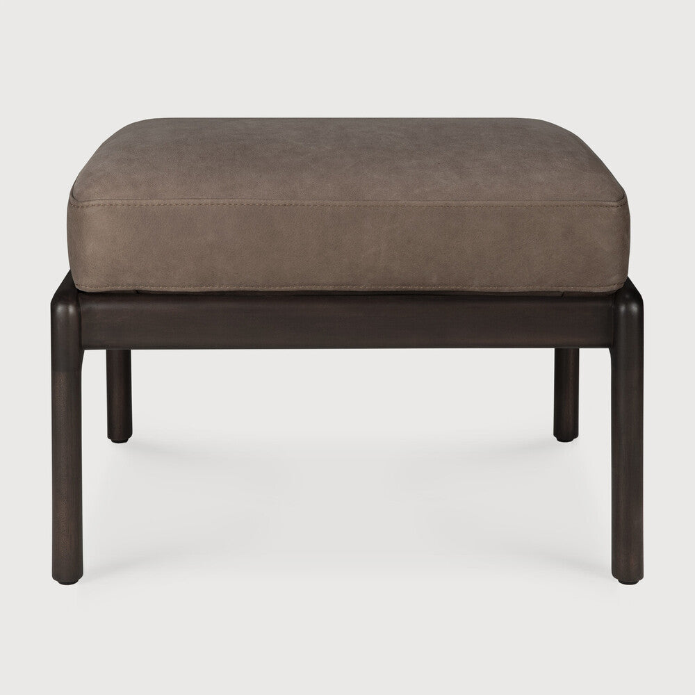 Jack Footstool, Varnished Mahogany, Dark Brown, Terra Nubuck Leather