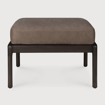 Jack Footstool, Varnished Mahogany, Dark Brown, Terra Nubuck Leather