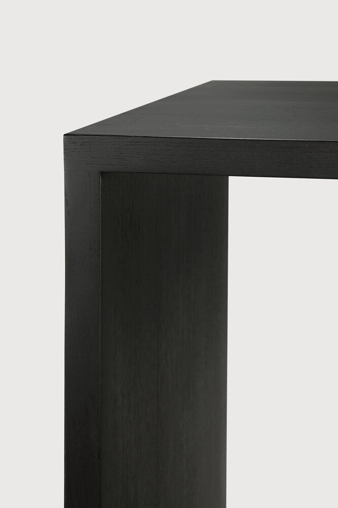 U desk - varnished oak - black - rectangular - with cable management