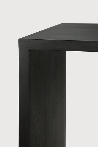 U desk - varnished oak - black - rectangular - with cable management