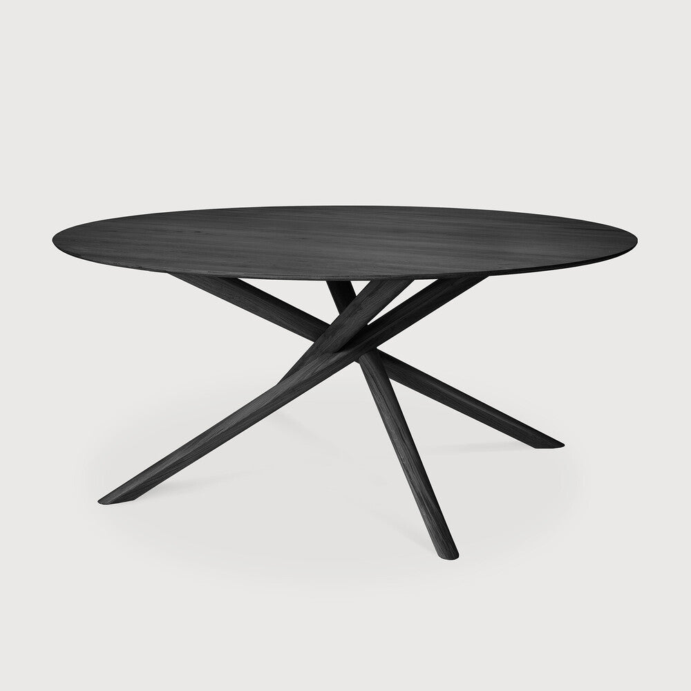 Mikado Solid Black Oak Dining Table, Round