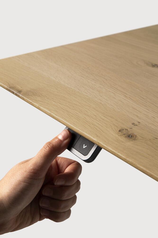 Bok Adjustable Solid Oak Desk, White Base, 55.5&quot;