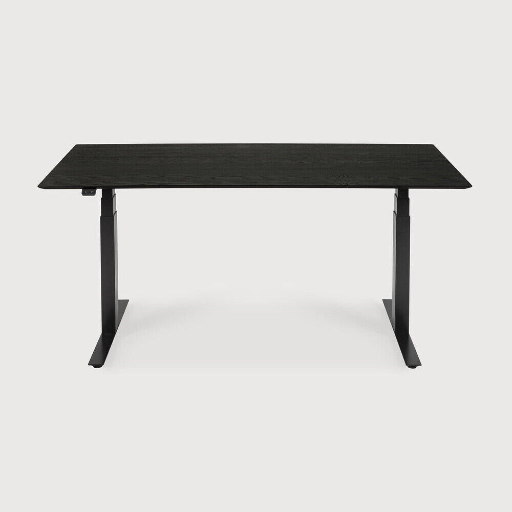 Bok Adjustable Solid Black Oak Desk, Black Base, 79&quot;