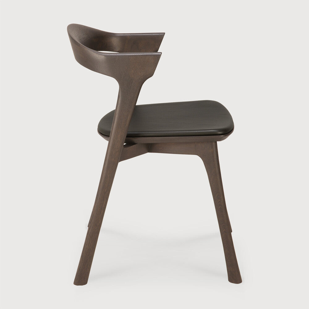 Bok Solid Brown Oak Dining Chair with Brown Leather Cushion