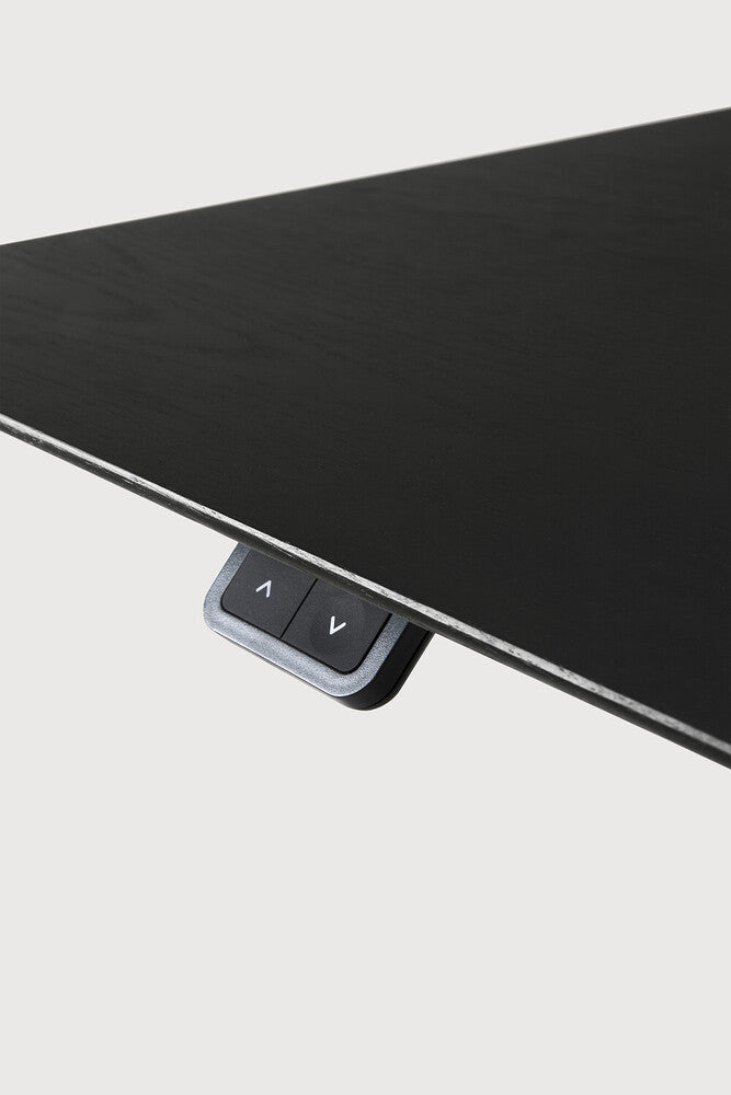 Bok adjustable desk - varnished oak black top - white base - rectangular - with cable management - US