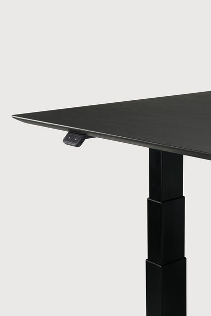 Bok adjustable desk - varnished oak black top - black base - rectangular - with cable management - US