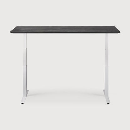 Bok Adjustable Solid Black Oak Desk, White Base, 55.5&quot;