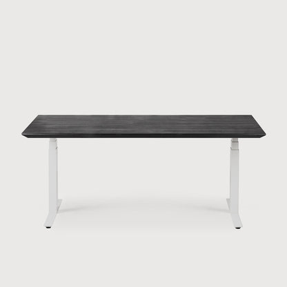 Bok Adjustable Solid Black Oak Desk, White Base, 67&quot;