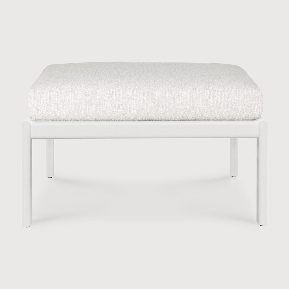 Jack outdoor footstool - aluminium - white - Off White fabric