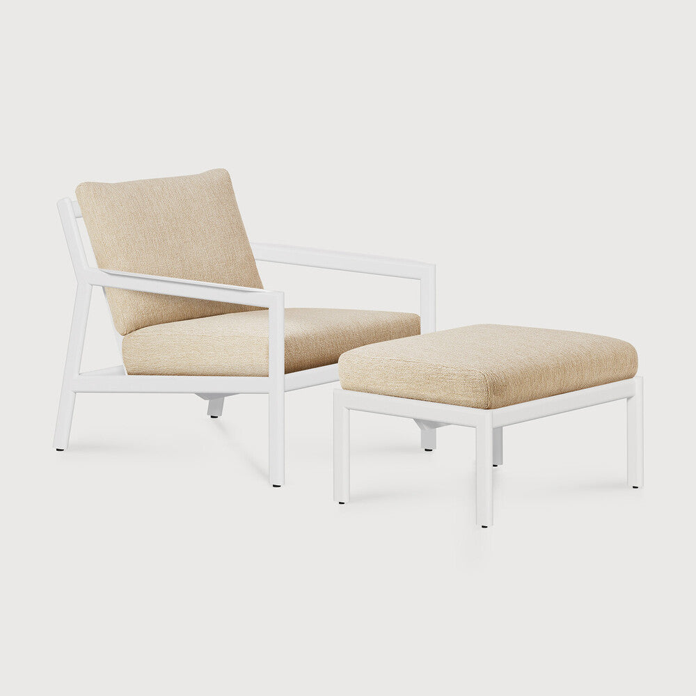 Jack outdoor footstool - aluminium - white - Natural fabric