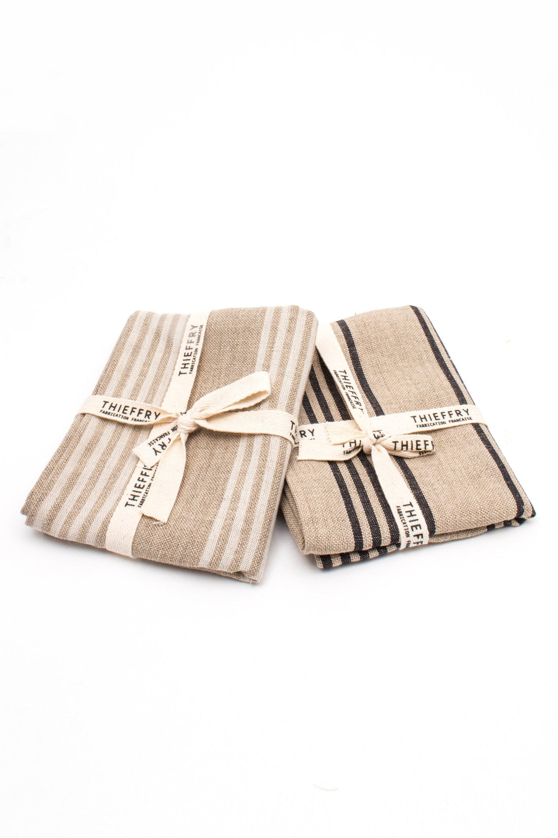 Thieffry Set of Two Dish Towels White Stripe &amp; Natural - French Dry Goods