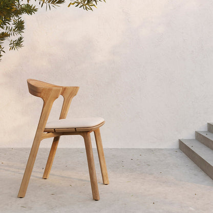 Bok Solid Teak Outdoor Dining Chair With Off White Fabric – Be Home