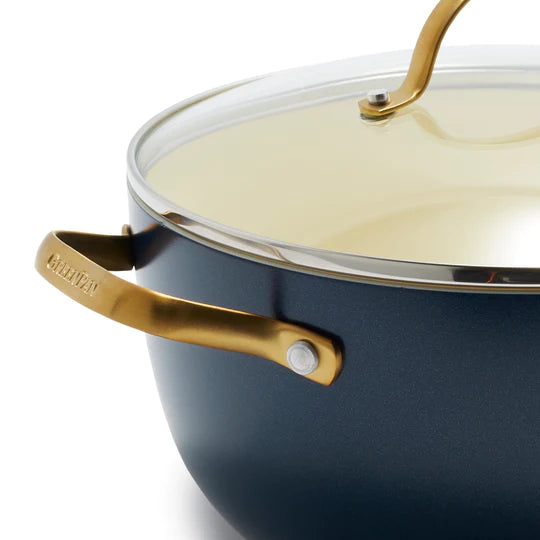 Reserve Ceramic Nonstick 8-Piece Cookware Set, Smoky Blue with Gold-T