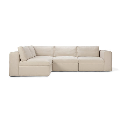 Mellow End Seater With Left Arm Eco Fabric Sofa, Off White
