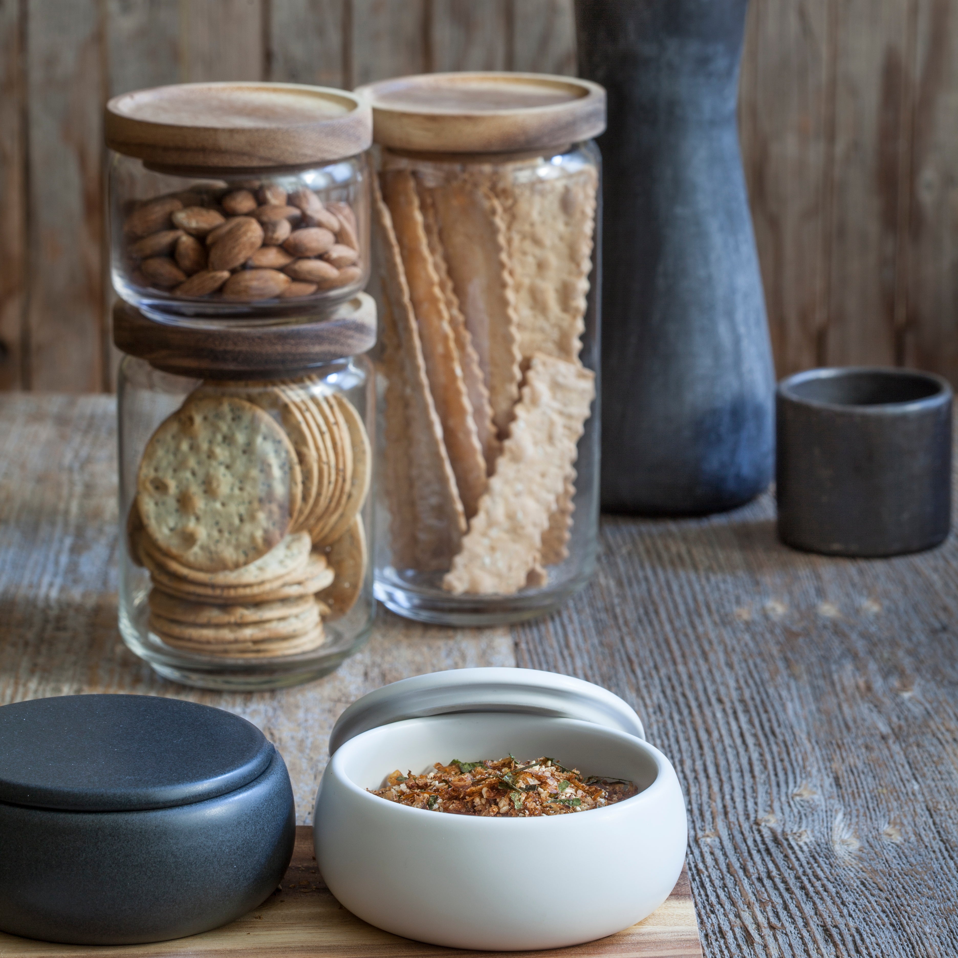 Acacia Quintet Glass Jars  Luxurious Glass Jars With Solid Wood Lids –  Wondrwood