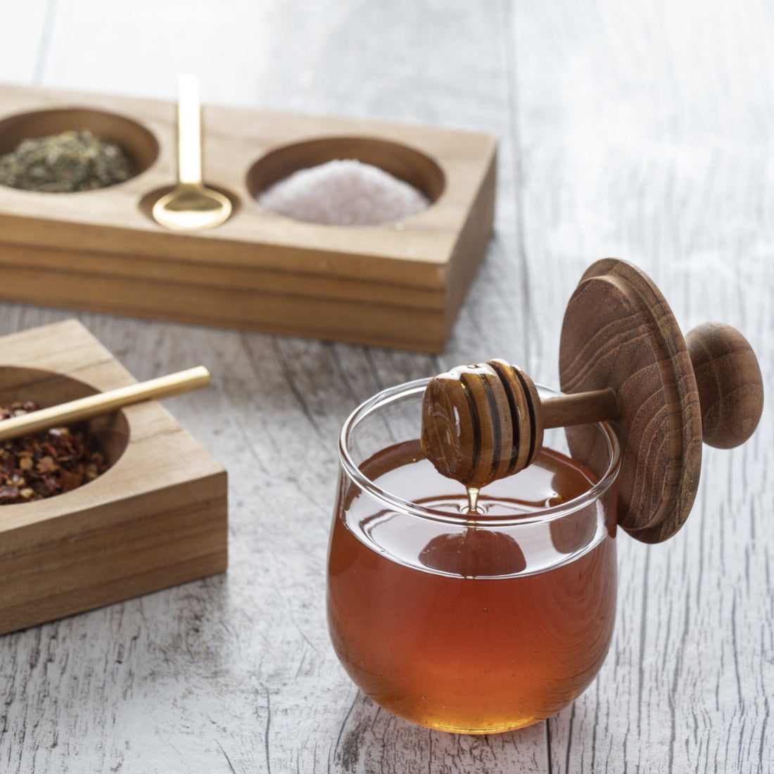 The Honey Shop Honey & Nuts Glass Jar 300 grams - GoToChef