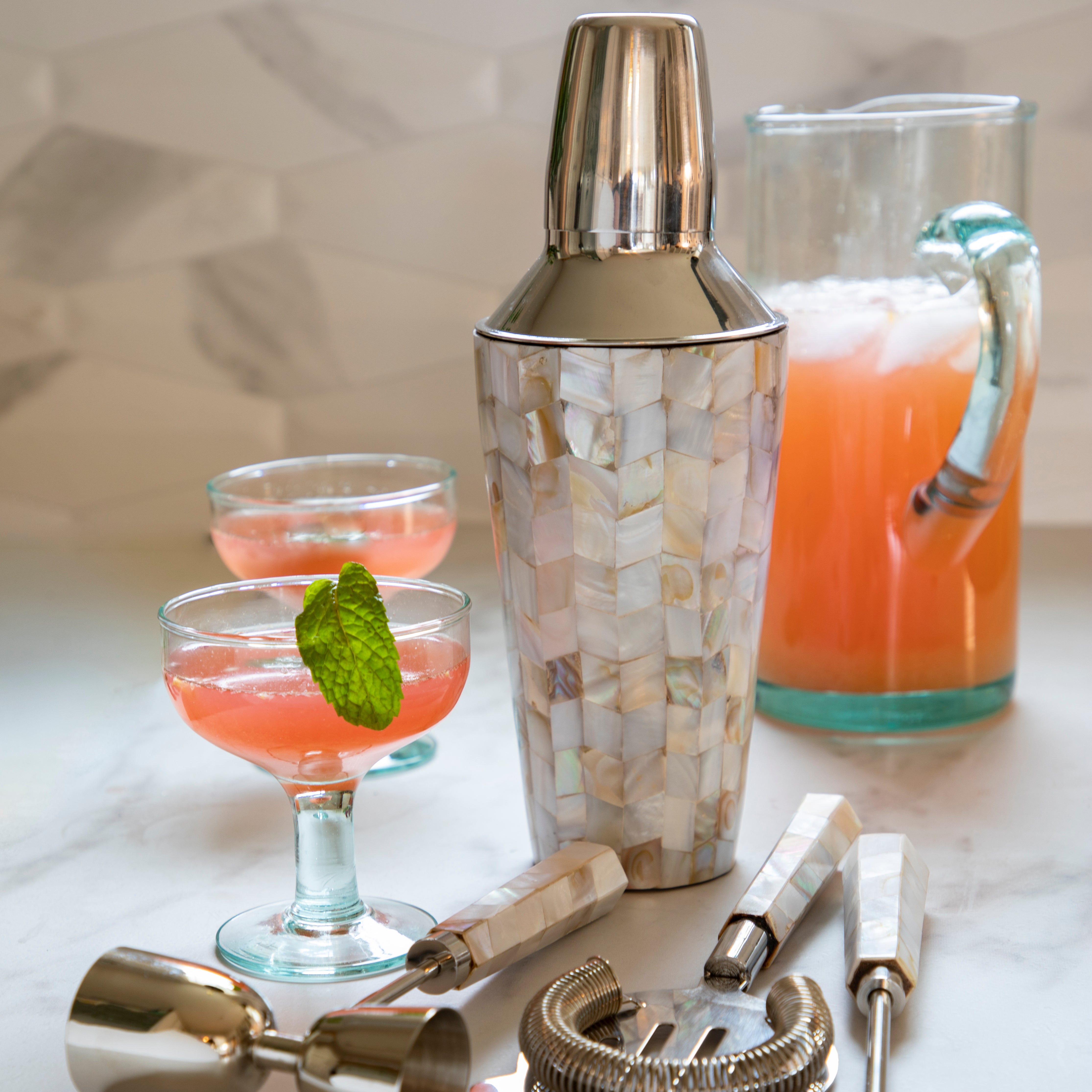 Mother of Pearl Mosaic Cocktail Shaker – Be Home