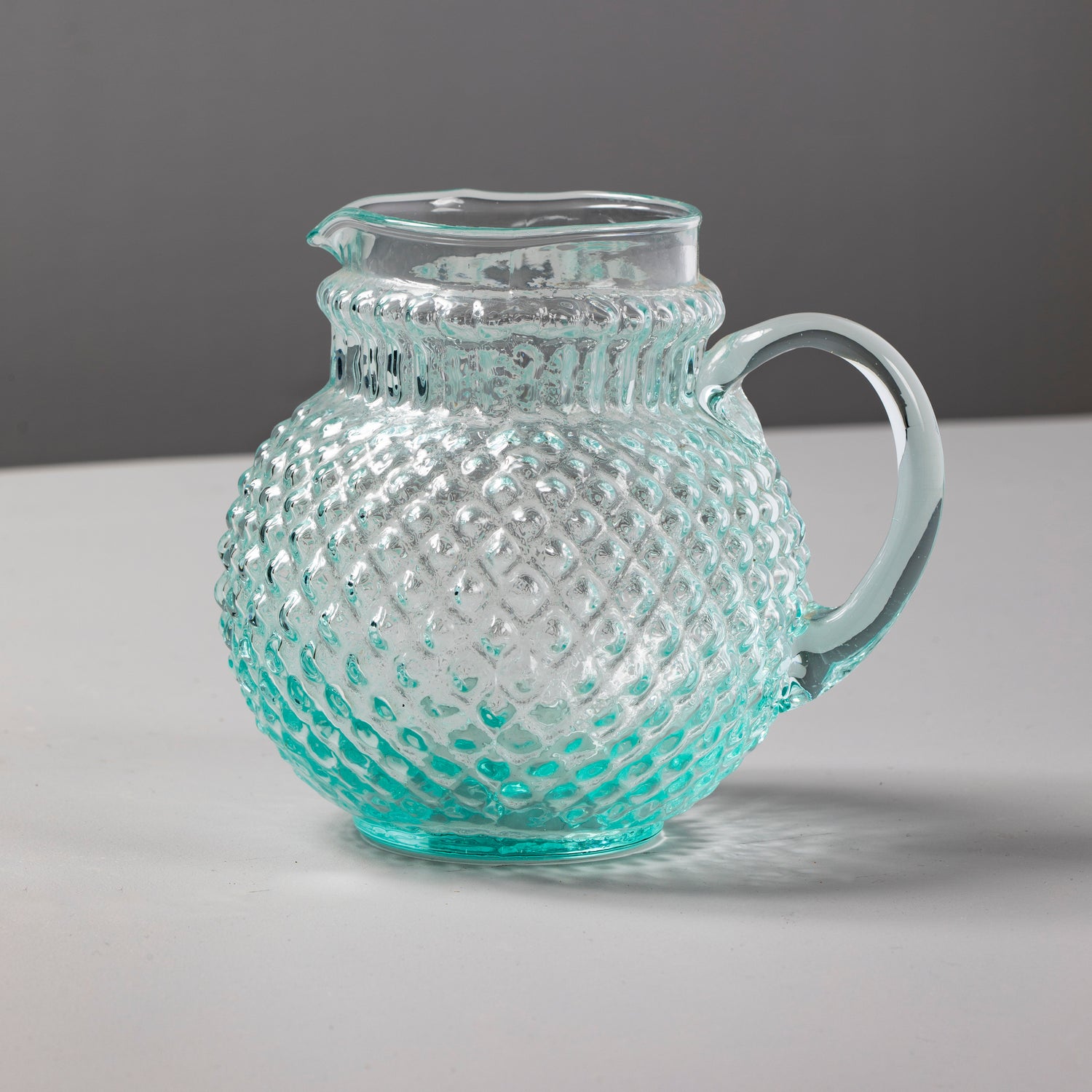 Premium Recycled Glass Quilted Globe Pitcher