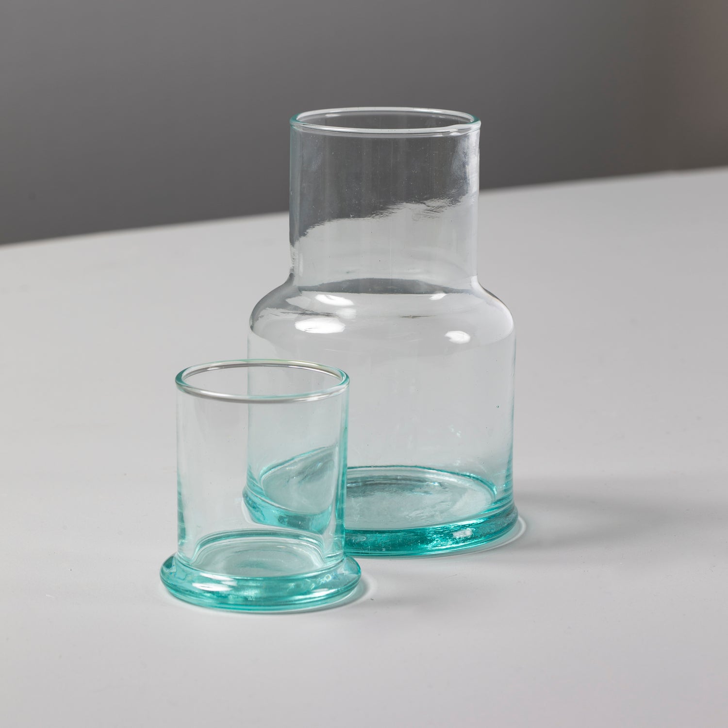 Recycled Glass Bedside Water Carafe and Drinking Glass Set