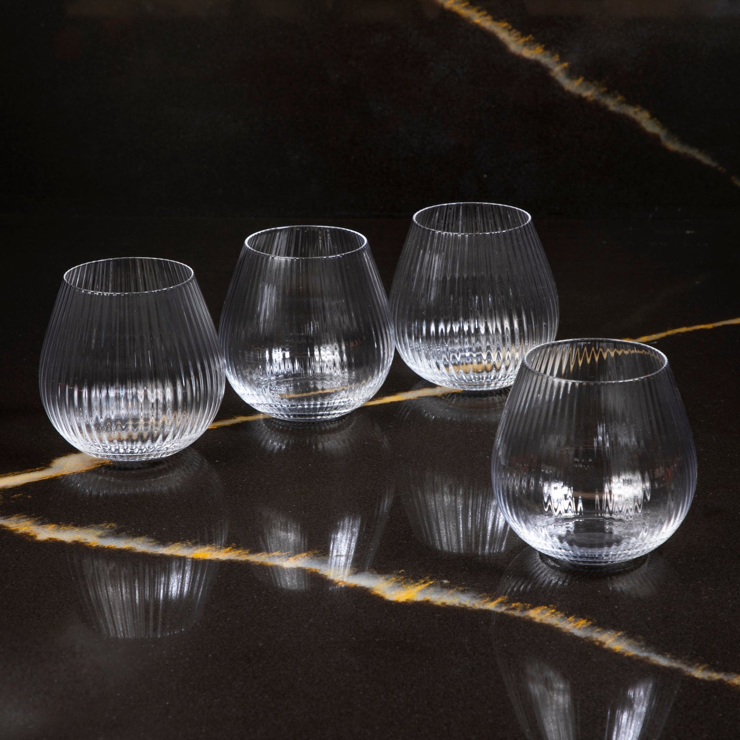 Hand-Blown Twisty Stemless Wine Glass, Set of 4