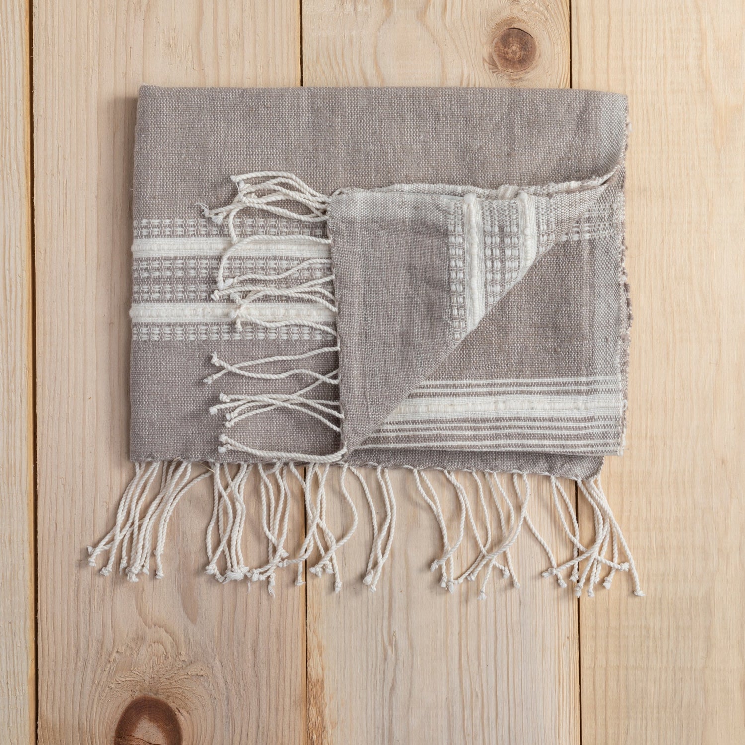 Aden Cotton Hand Towel, Stone with Natural