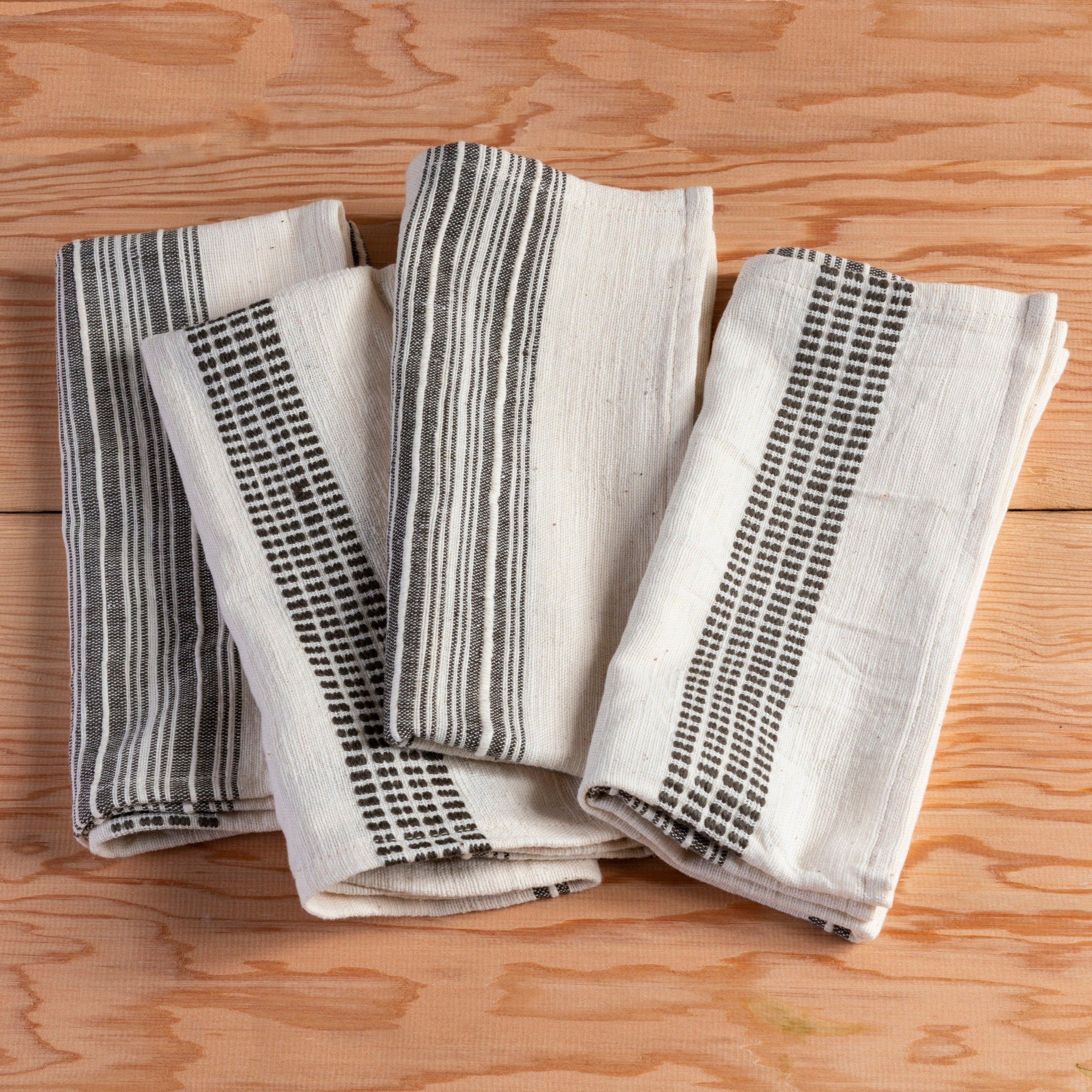Aden Napkins, Natural with Grey, Set of 4