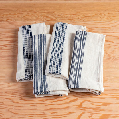 Aden Napkins, Natural with Navy, Set of 4