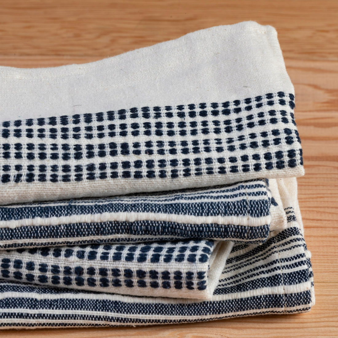Aden Napkins, Natural with Navy, Set of 4